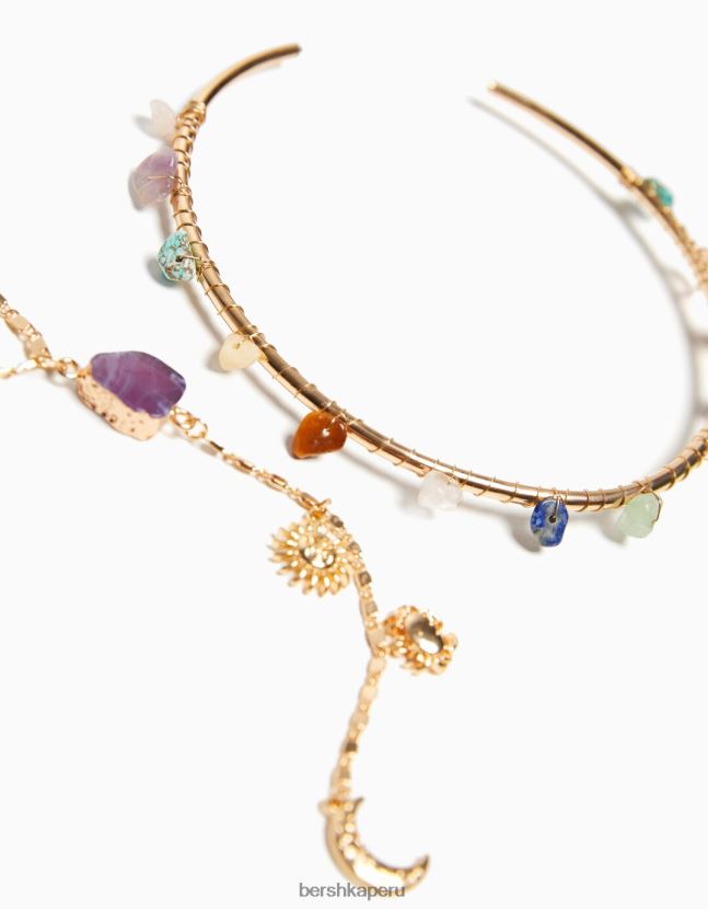 oro Bershka mujer juego de 2 collares de gargantilla de pedrería 806J6B2494