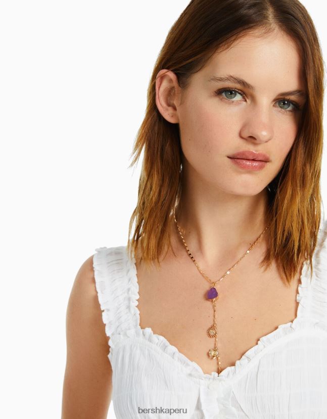 oro Bershka mujer juego de 2 collares de gargantilla de pedrería 806J6B2494