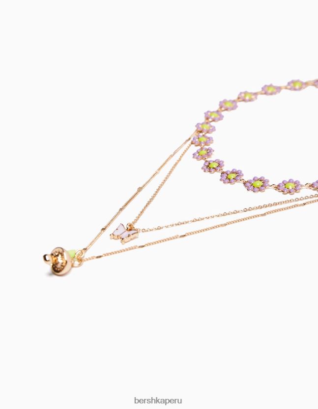 oro Bershka mujer juego de 3 collares de flores y mariposas 806J6B2531
