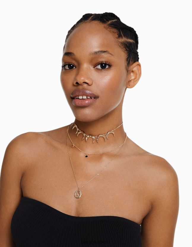 oro Bershka mujer juego de 3 collares de luna 806J6B2463