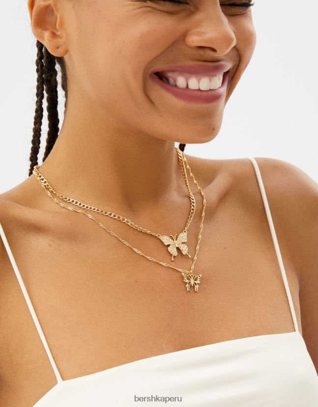 oro Bershka mujer juego de 3 collares de mariposa 806J6B2451