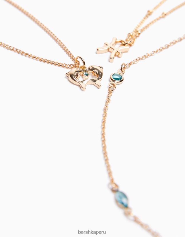 oro Bershka mujer juego de 3 collares zodiaco piscis 806J6B4221
