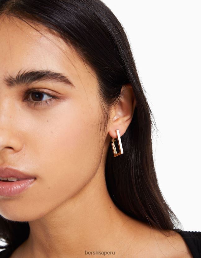 oro Bershka mujer juego de 3 pares de aretes de aro esmaltados con diamantes de imitación 806J6B2491