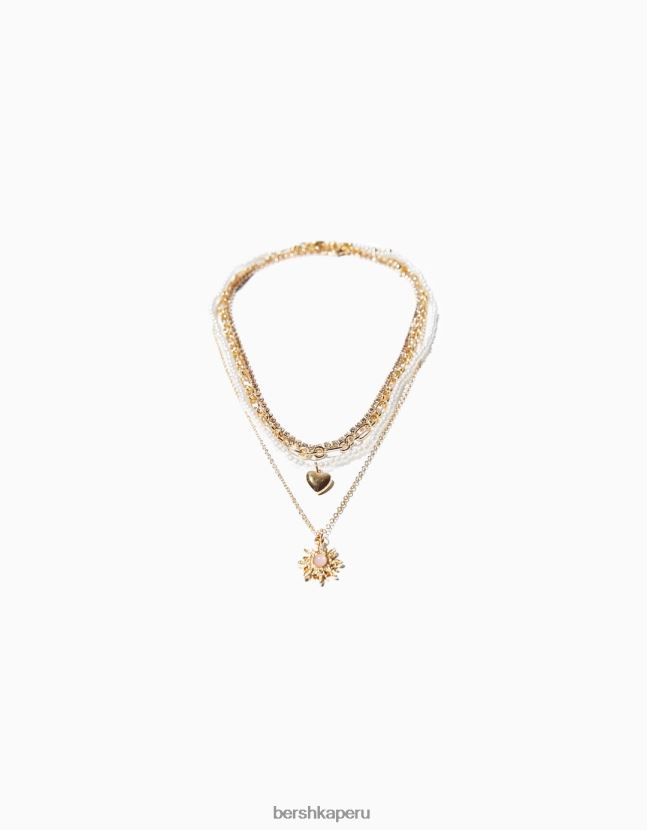 oro Bershka mujer juego de 4 collares de cadena con colgante de corazón 806J6B2448