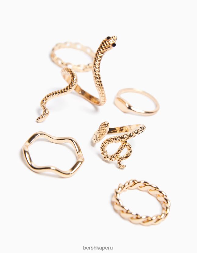 oro Bershka mujer juego de 6 anillos de serpiente 806J6B2521