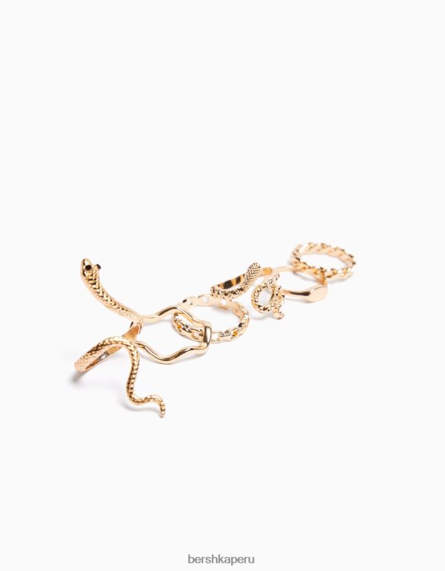 oro Bershka mujer juego de 6 anillos de serpiente 806J6B2521
