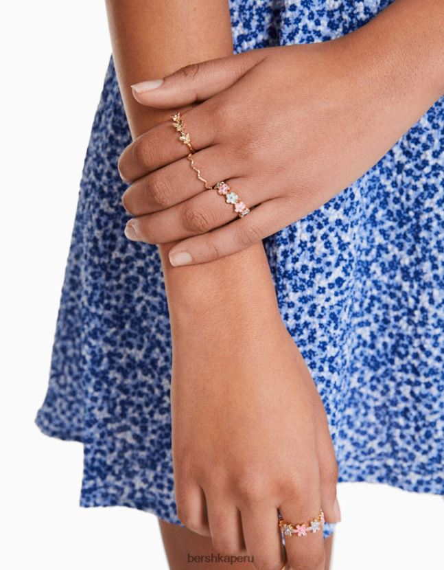 oro Bershka mujer juego de 7 anillos de esmalte con cuentas 806J6B2528