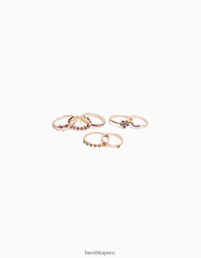 oro Bershka mujer juego de 7 anillos de libélula de diamantes de imitación 806J6B2498