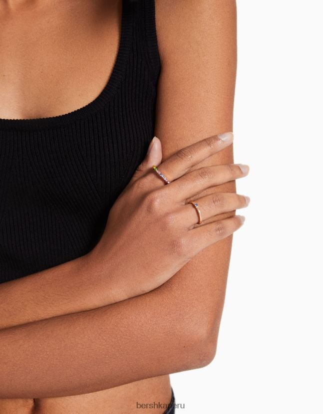 oro Bershka mujer juego de 7 anillos de libélula de diamantes de imitación 806J6B2498