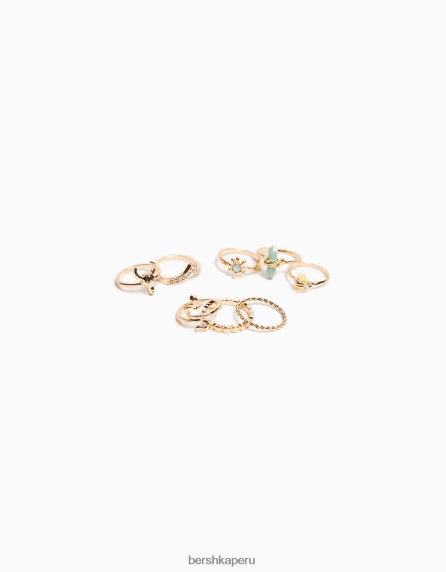 oro Bershka mujer juego de 8 anillos de serpiente de strass dorados 806J6B2481
