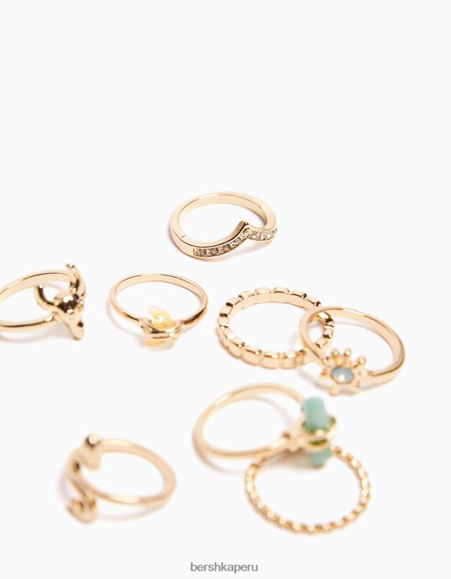 oro Bershka mujer juego de 8 anillos de serpiente de strass dorados 806J6B2481