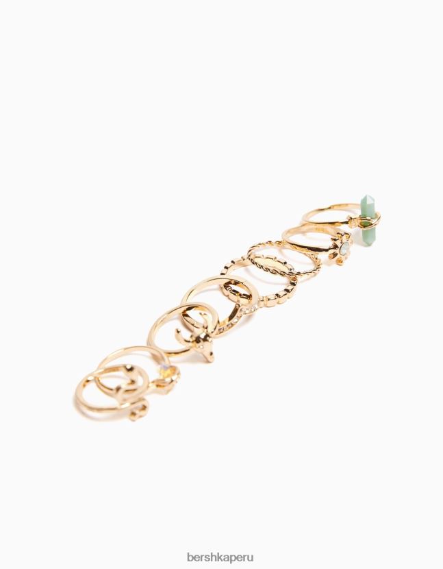 oro Bershka mujer juego de 8 anillos de serpiente de strass dorados 806J6B2481