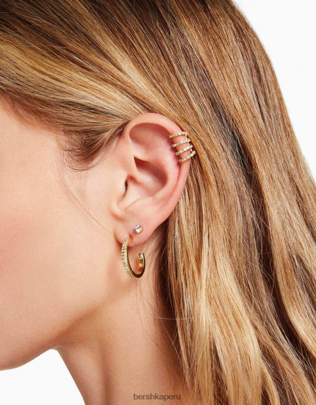 oro Bershka mujer juego de 8 aretes de aro con cruz de diamantes de imitación 806J6B2479