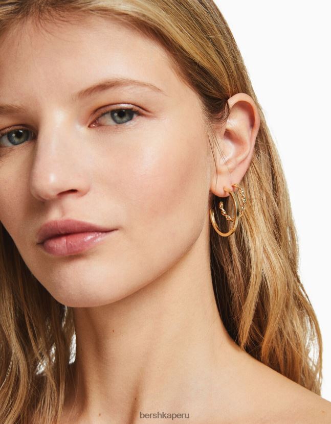 oro Bershka mujer juego de 9 aretes de aro con diamantes de imitación 806J6B2473