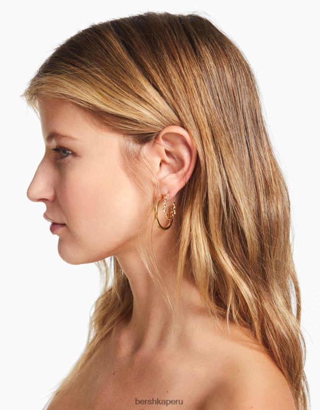 oro Bershka mujer juego de 9 aretes de aro con diamantes de imitación 806J6B2473