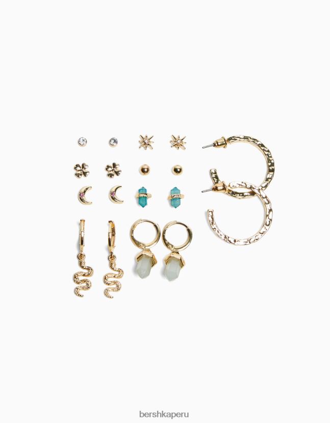 oro Bershka mujer juego de 9 aretes de serpiente 806J6B2471
