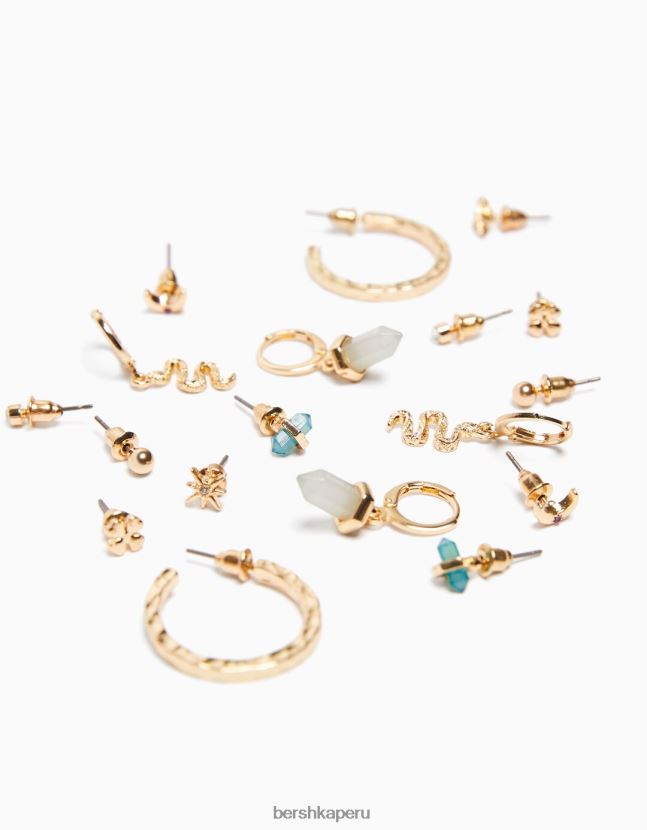 oro Bershka mujer juego de 9 aretes de serpiente 806J6B4204