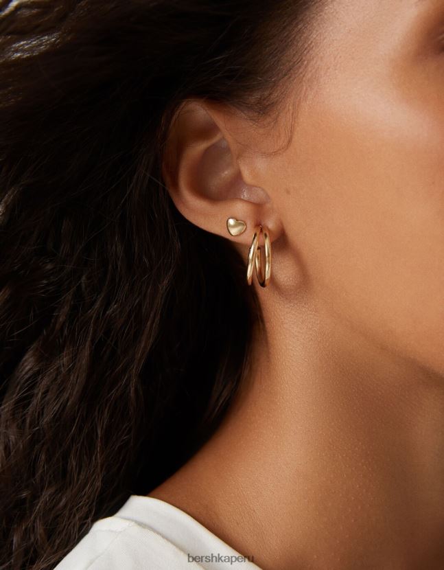 oro Bershka mujer juego de 9 pendientes de aro de corazón 806J6B2474