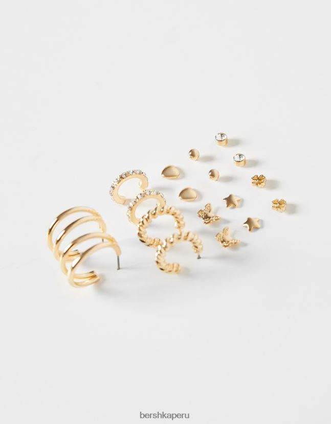 oro Bershka mujer juego de 9 pendientes de aro de corazón 806J6B2474