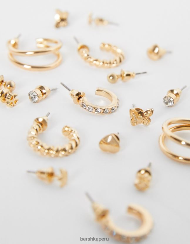oro Bershka mujer juego de 9 pendientes de aro de corazón 806J6B2474