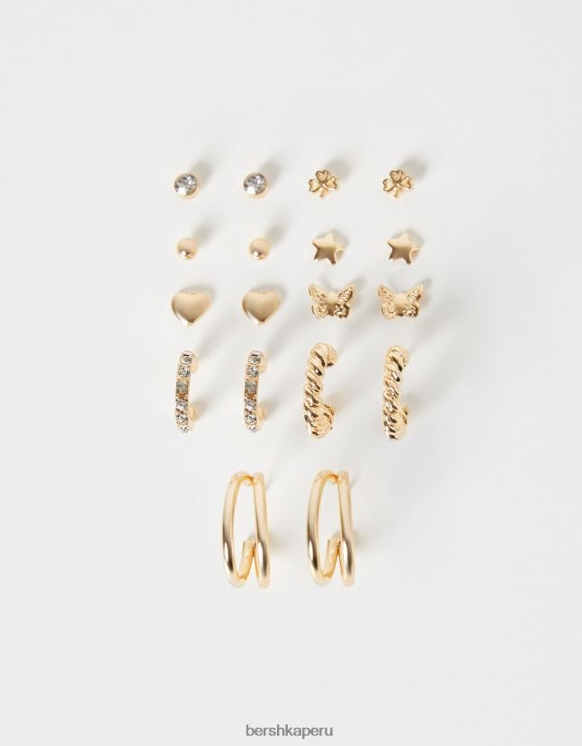 oro Bershka mujer juego de 9 pendientes de aro de corazón 806J6B2474