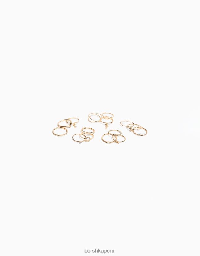 oro Bershka mujer pack de 15 anillos minimalistas 806J6B2480
