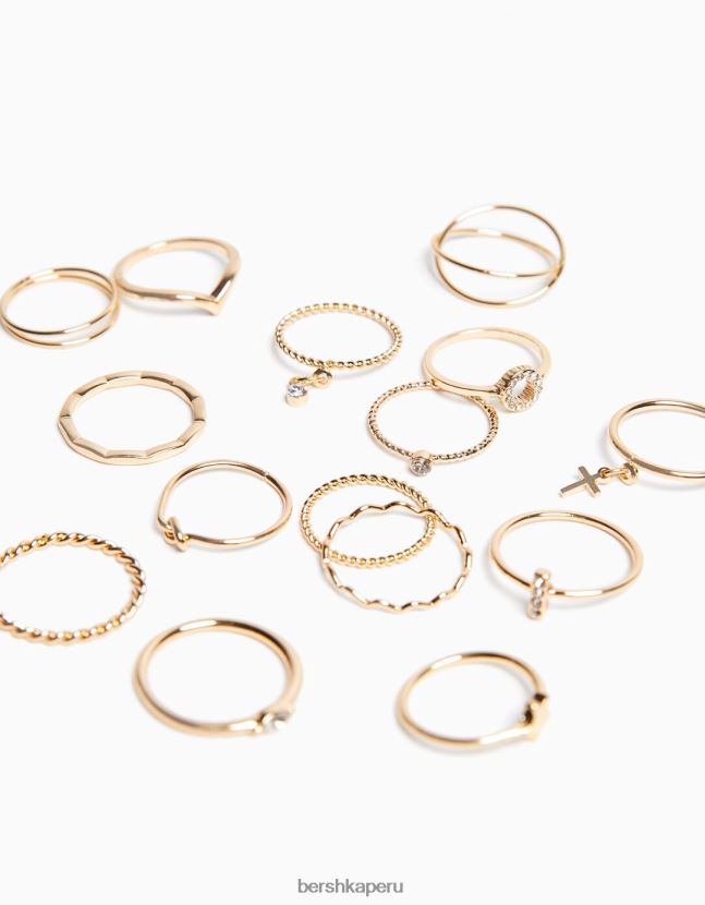 oro Bershka mujer pack de 15 anillos minimalistas 806J6B2480