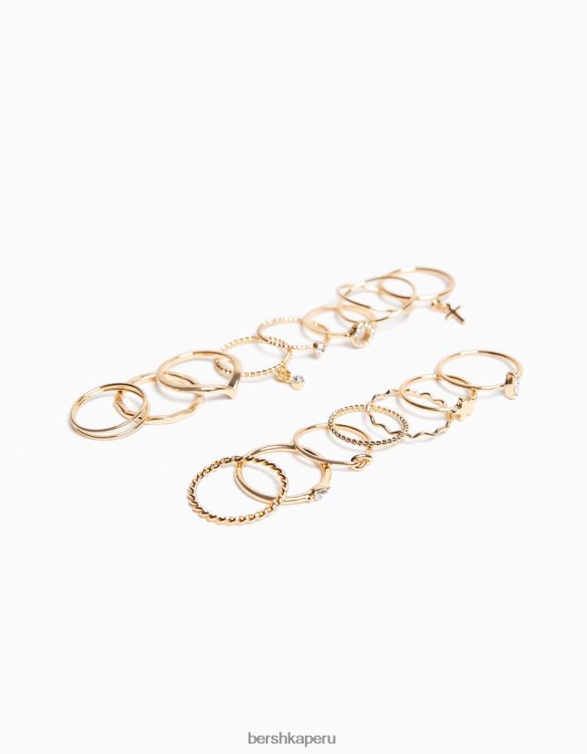 oro Bershka mujer pack de 15 anillos minimalistas 806J6B2480