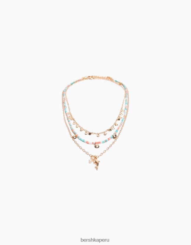 oro Bershka mujer pack de 3 collares de dijes y cuentas 806J6B2520