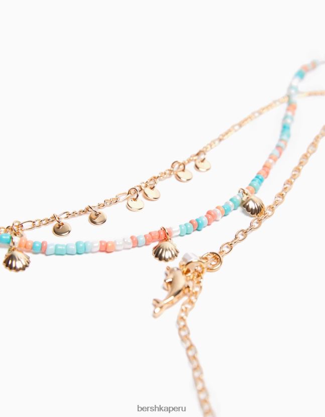 oro Bershka mujer pack de 3 collares de dijes y cuentas 806J6B2520