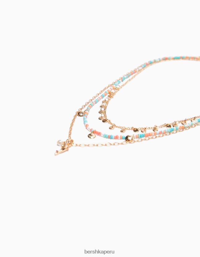 oro Bershka mujer pack de 3 collares de dijes y cuentas 806J6B2520