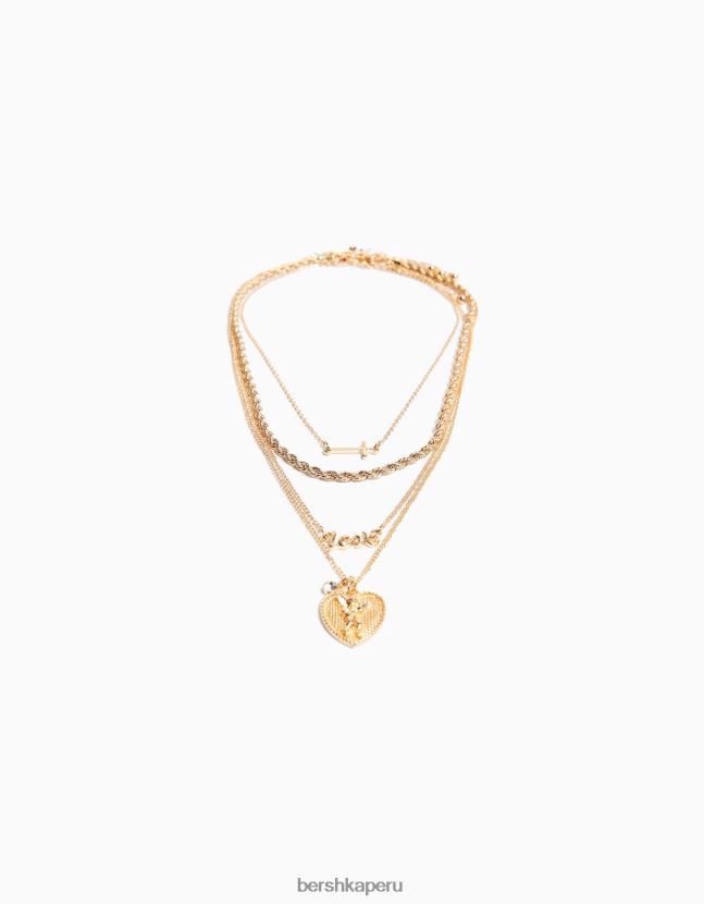 oro Bershka mujer pack de 4 collares con tema de amor 806J6B2449