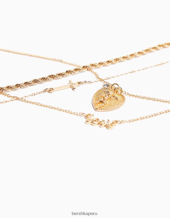 oro Bershka mujer pack de 4 collares con tema de amor 806J6B2449