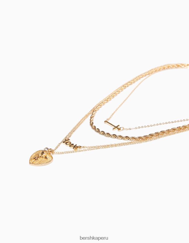 oro Bershka mujer pack de 4 collares con tema de amor 806J6B2449