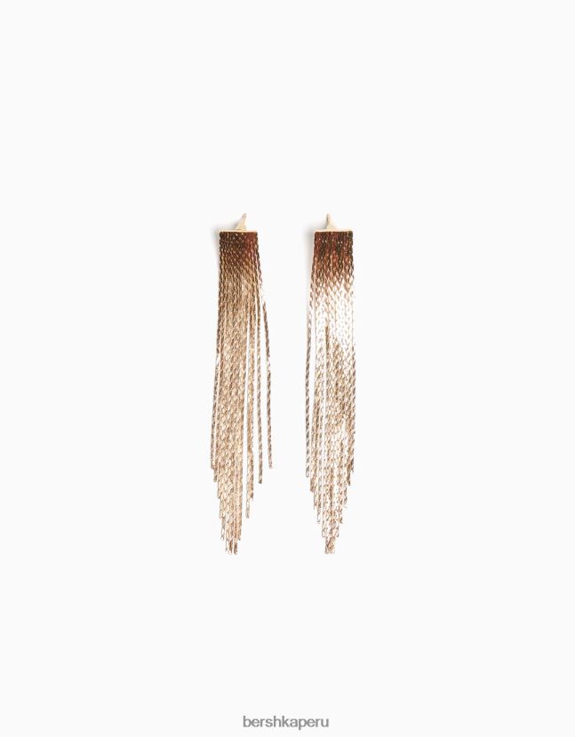 oro Bershka mujer pendientes con flecos en cascada 806J6B2458