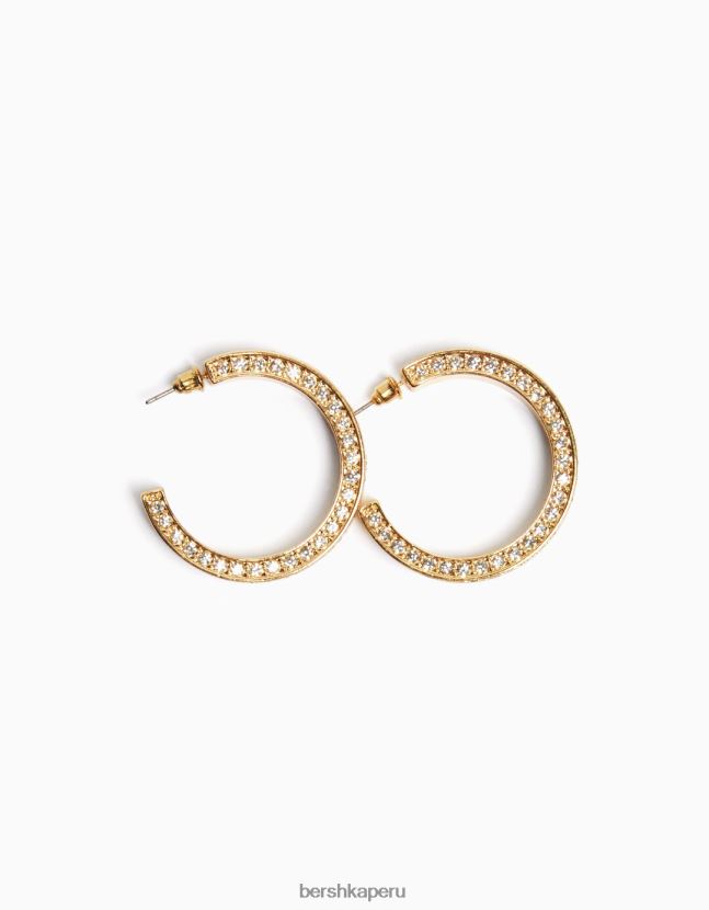 oro Bershka mujer pendientes de aro con diamantes de imitación 806J6B2503