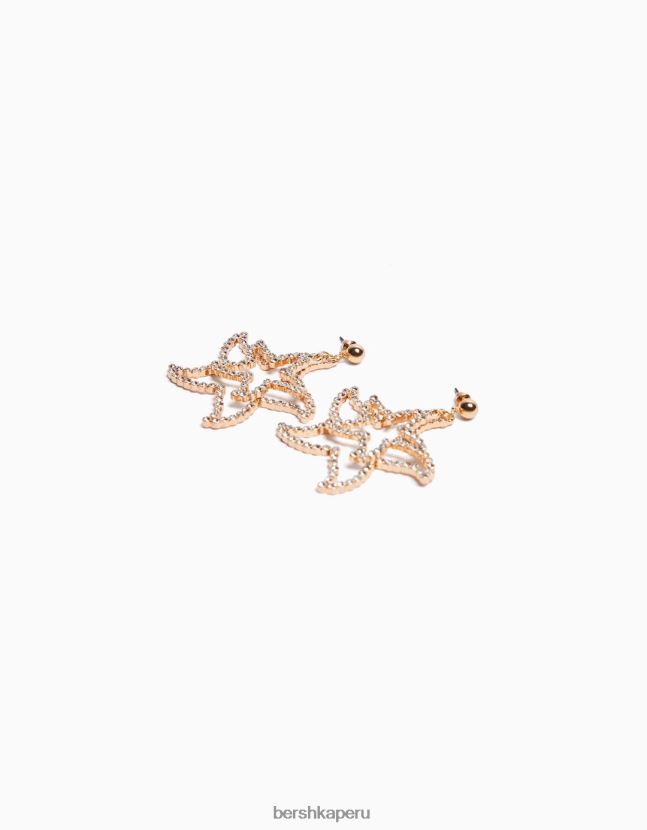 oro Bershka mujer pendientes de estrella de diamantes de imitación 806J6B2465