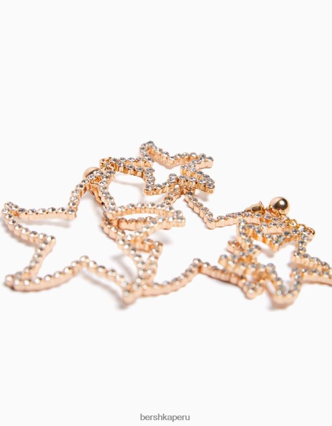 oro Bershka mujer pendientes de estrella de diamantes de imitación 806J6B2465