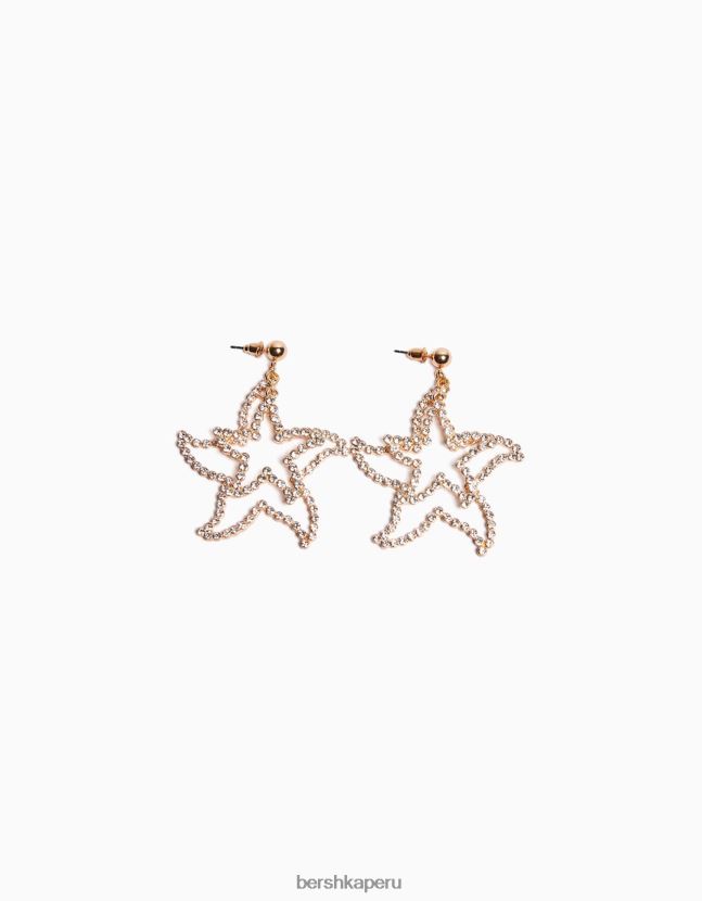 oro Bershka mujer pendientes de estrella de diamantes de imitación 806J6B2465