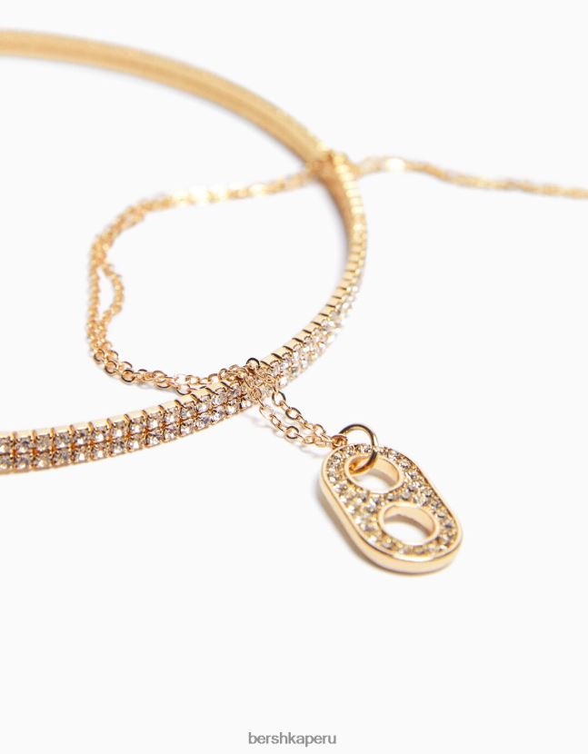 oro Bershka mujer set de 2 gargantillas y collares de cadena con detalle de charm 806J6B2489