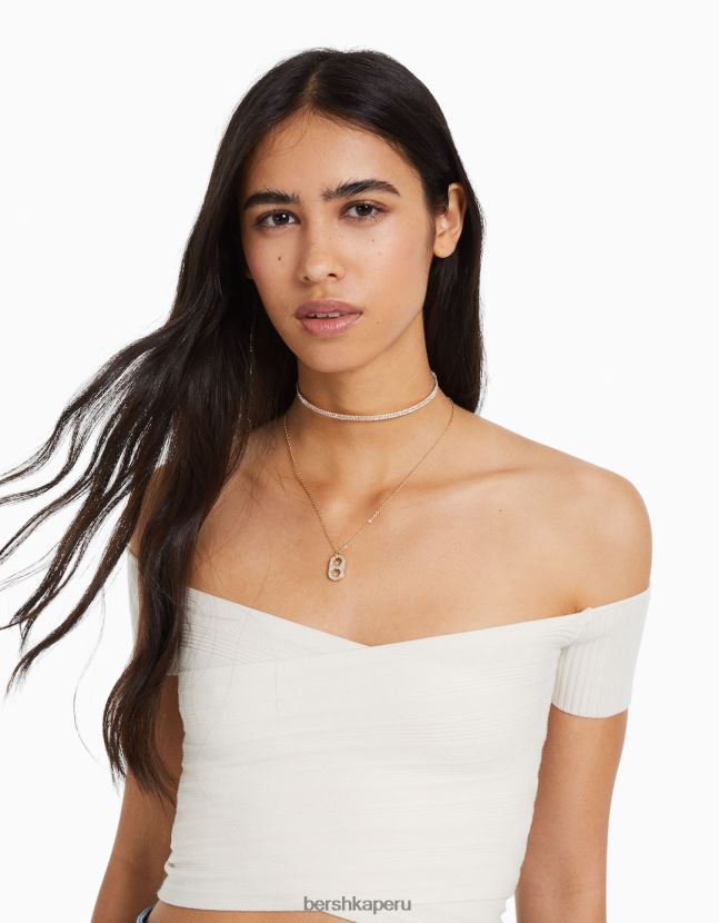 oro Bershka mujer set de 2 gargantillas y collares de cadena con detalle de charm 806J6B2489
