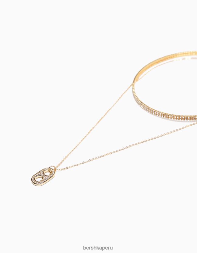 oro Bershka mujer set de 2 gargantillas y collares de cadena con detalle de charm 806J6B2489