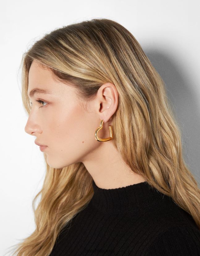 oro Bershka mujer set de 3 pares de aretes de aro grueso y corazón 806J6B2457