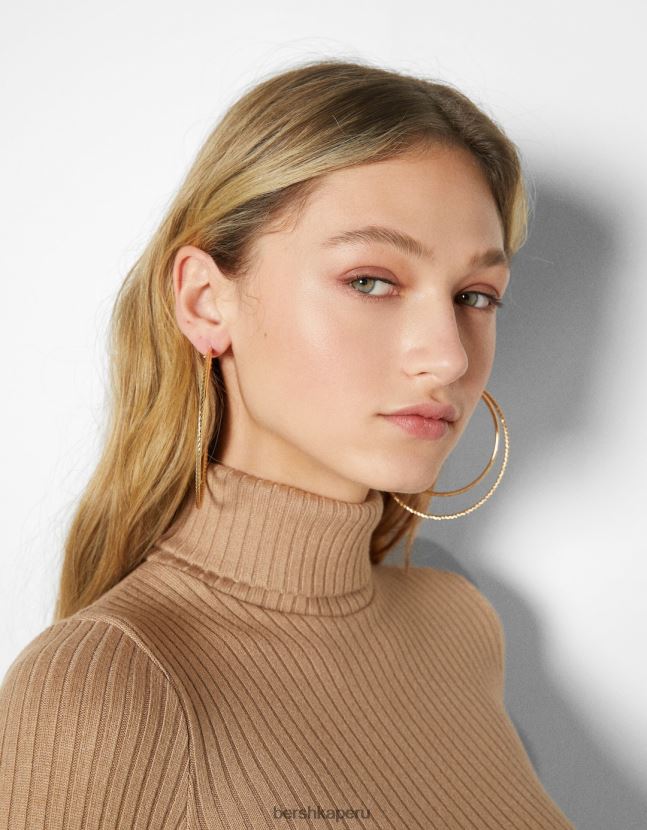 oro Bershka mujer set de 3 pares de pendientes de aro maxi efecto dorado 806J6B2510