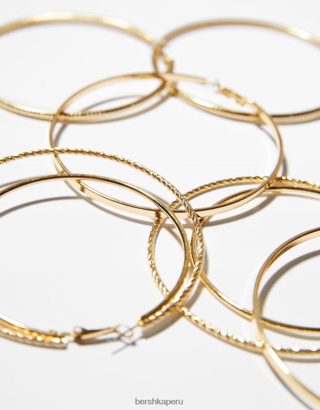 oro Bershka mujer set de 3 pares de pendientes de aro maxi efecto dorado 806J6B2510