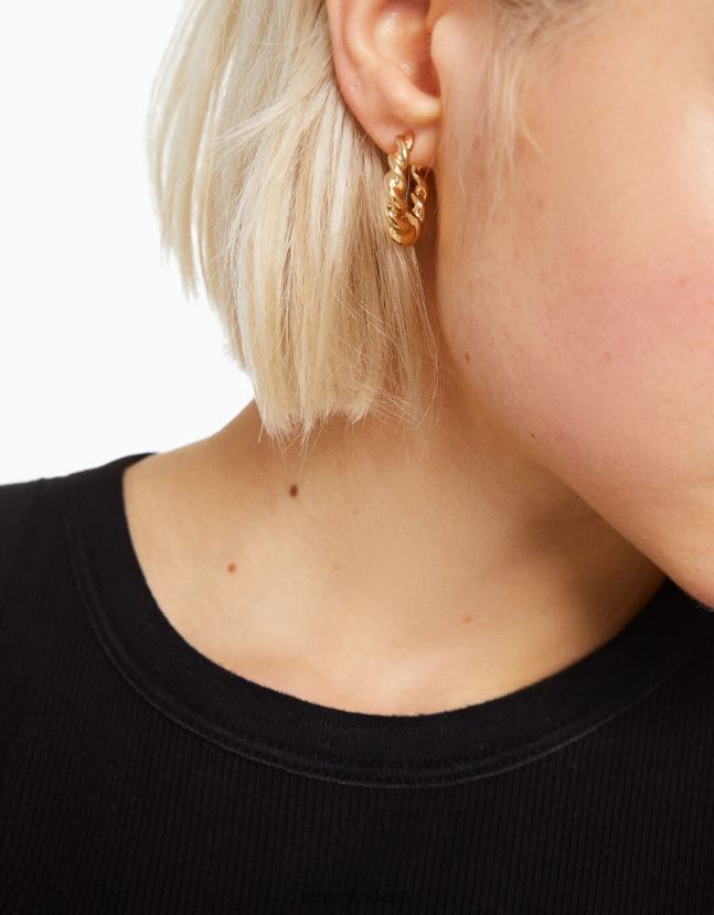 oro Bershka mujer set de 6 aretes de aro trenzado con dije de corazón 806J6B2492