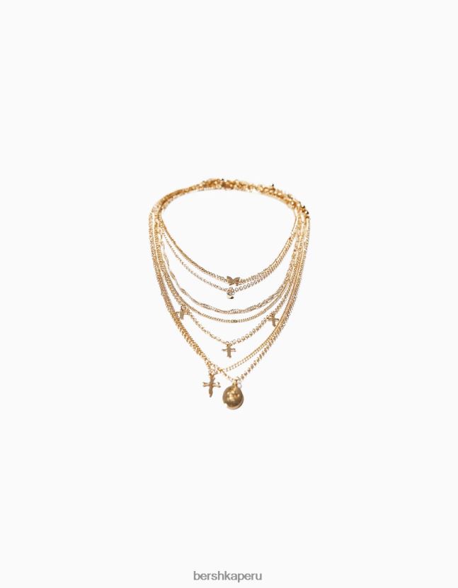 oro Bershka mujer set de 7 collares con colgantes mariposa y cruz 806J6B2507