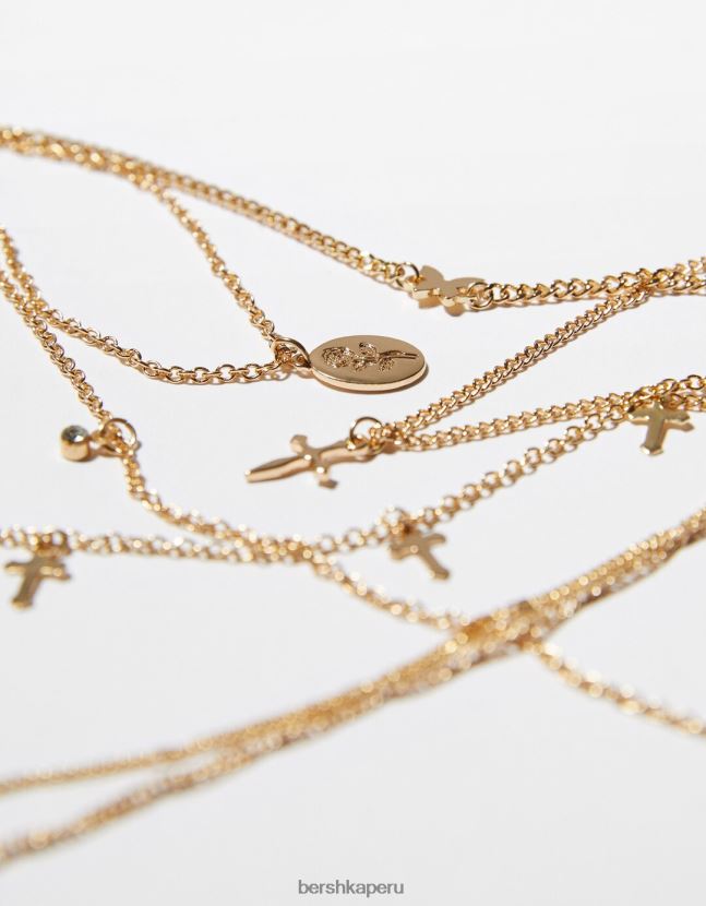 oro Bershka mujer set de 7 collares con colgantes mariposa y cruz 806J6B2507