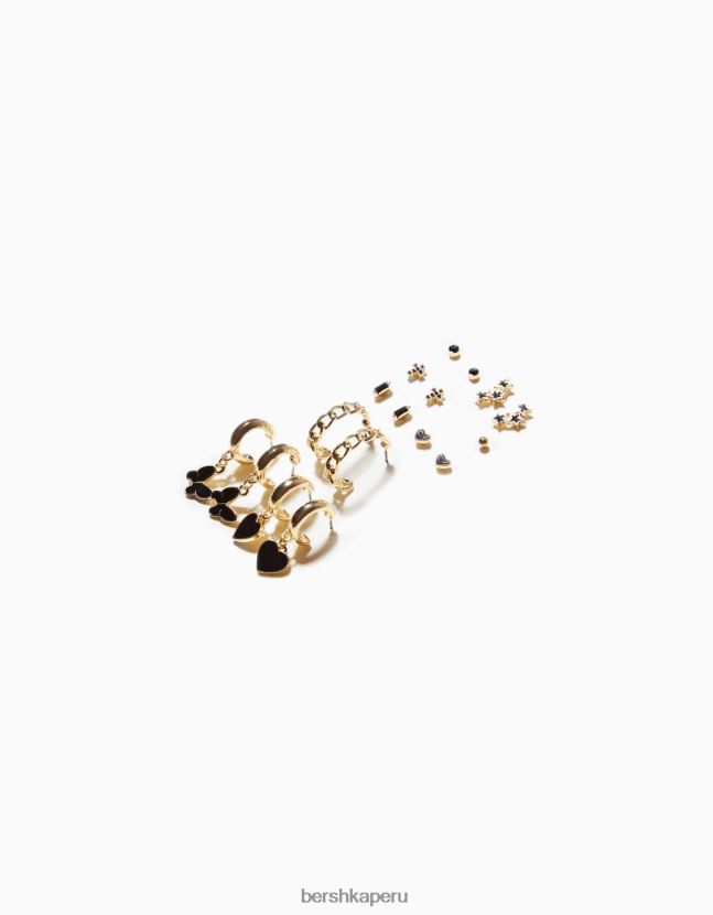 oro Bershka mujer set de 9 aretes corazón y mariposa 806J6B2504
