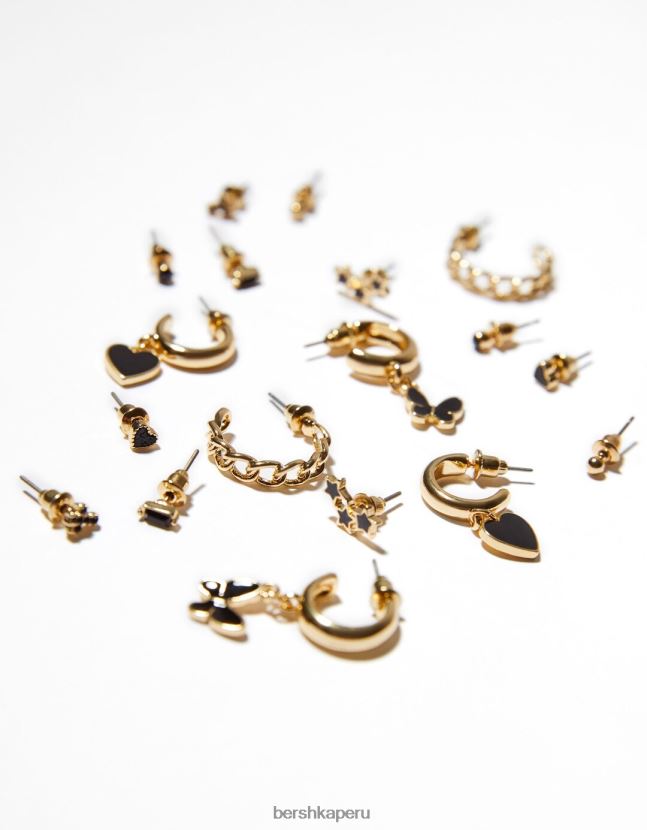 oro Bershka mujer set de 9 aretes corazón y mariposa 806J6B2504
